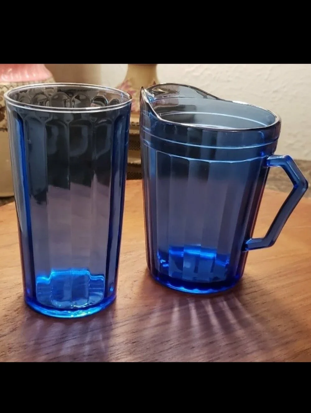 VTG Hazel Atlas Cobalt Blue Small Pitcher/Creamer & Glass